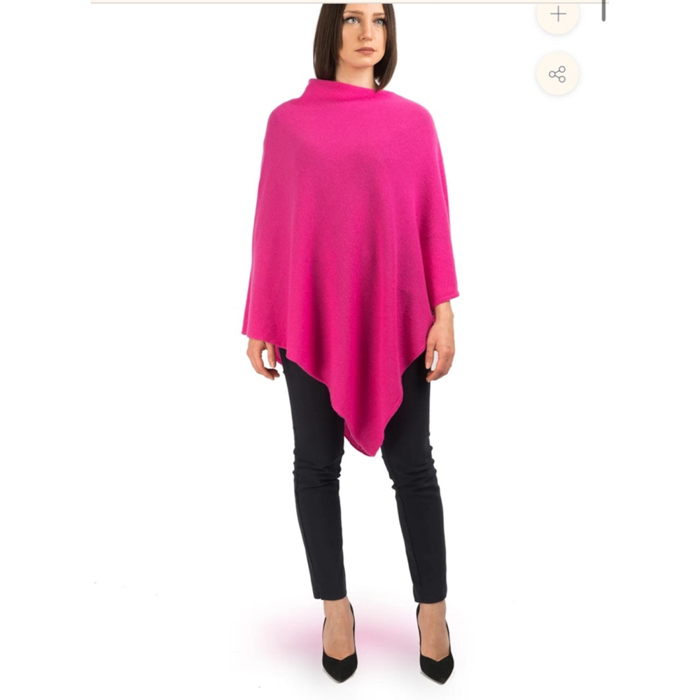 Women Dalle Piane Cashmere Poncho One Size Pink or Fuschia NWT